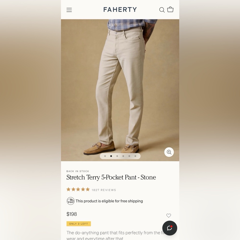 Faherty Stretch Terry Chinos - Light Beige